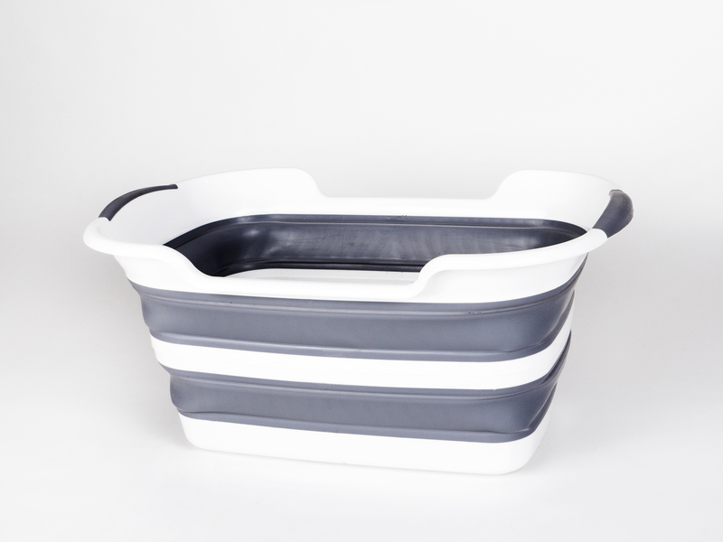 Skladacia vaňa / kôš s odtokom - sivá / biela</p>