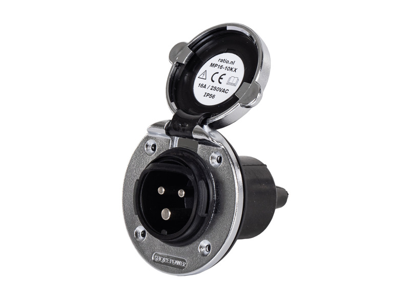 Zabudovaná zásuvka CEE - Plastový kryt striebornej farby</p>