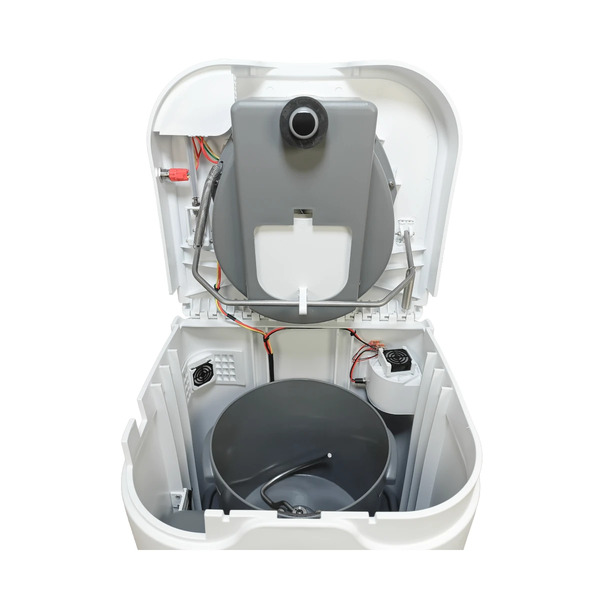 Kompaktná kompostovacia toaleta s elektrickým miešadlom - biela - verzia 4</p>