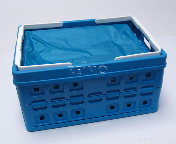 Skladací box 32 l s chladiacou taškou, modro-biely