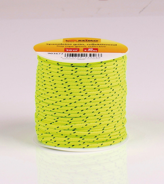 Napínacia šnúra zelená 50m ĂĽn 3mm, reflexná
